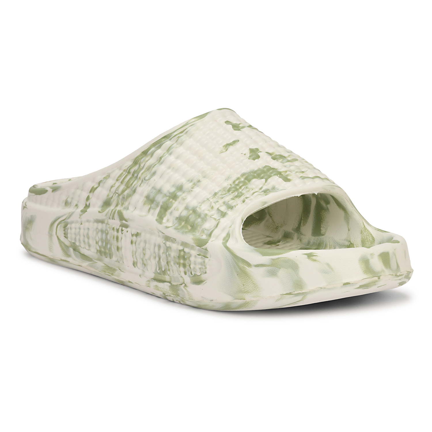 Velmorahh White Olive Green Tie Dye EVA Flip Flops for Men & Women | Lightweight Hawai Chappal | Soft Cushion Comfort | Waterproof Casual Slippers - Image 4