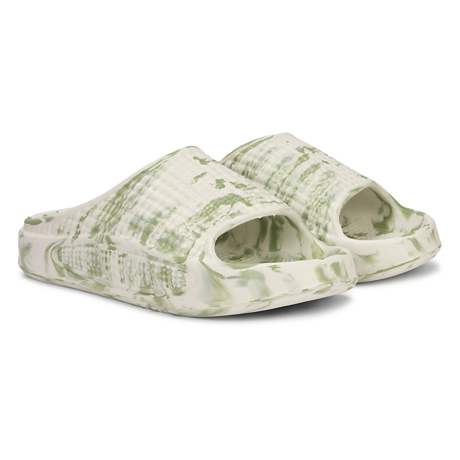 Velmorahh White Olive Green Tie Dye EVA Flip Flops for Men & Women | Lightweight Hawai Chappal | Soft Cushion Comfort | Waterproof Casual Slippers - Image 5
