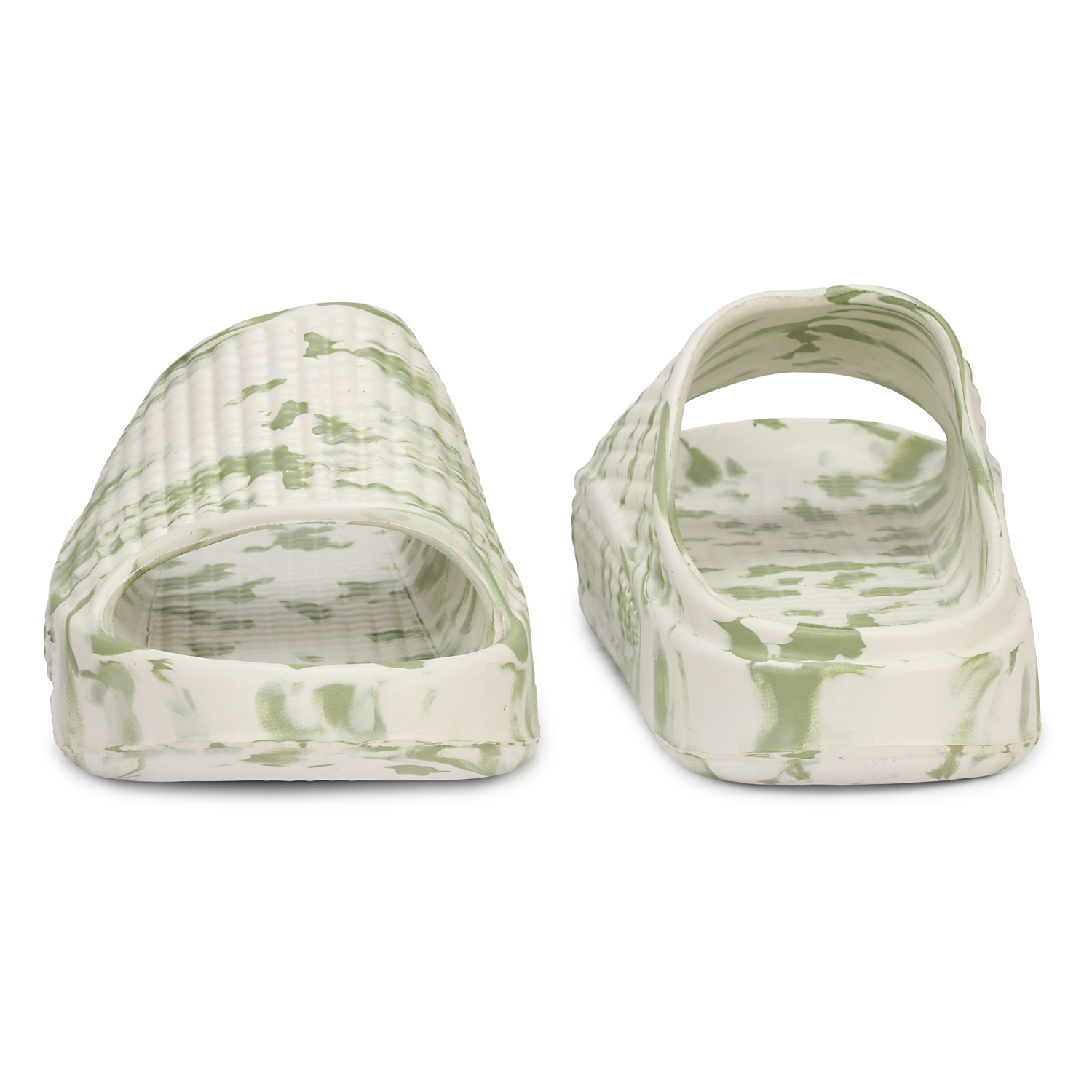 Velmorahh White Olive Green Tie Dye EVA Flip Flops for Men & Women | Lightweight Hawai Chappal | Soft Cushion Comfort | Waterproof Casual Slippers - Image 3