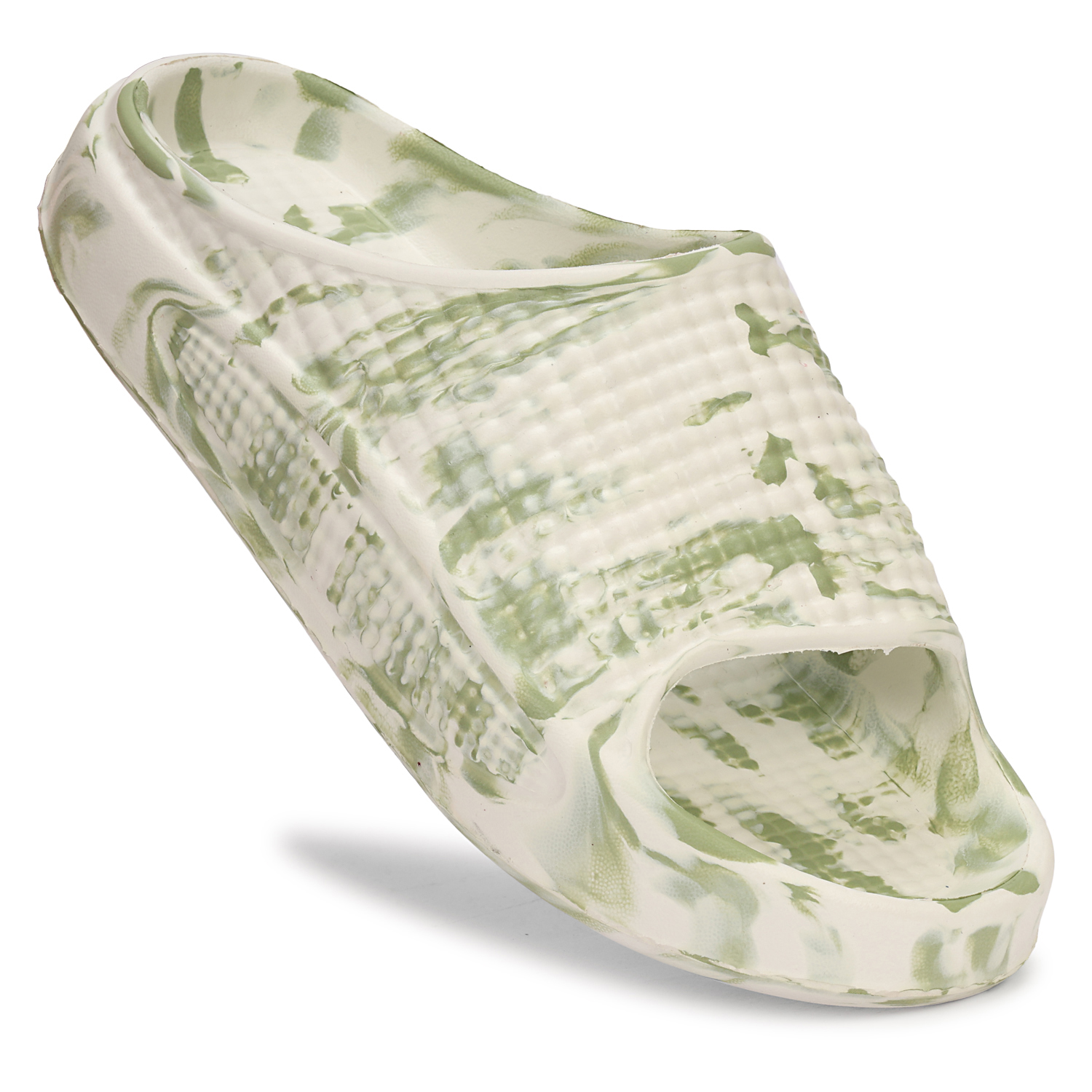 Velmorahh White Olive Green Tie Dye EVA Flip Flops for Men & Women | Lightweight Hawai Chappal | Soft Cushion Comfort | Waterproof Casual Slippers